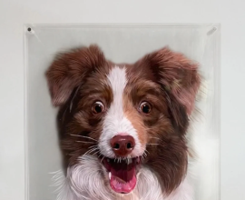 Elegant Glass Pet Portrait – Custom Oil Painting from Photo