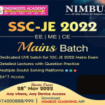SSC JE – 2022 Mains – Electrical Engineering | Online Live Classes