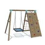 Wild Aussie 120cm Round Nest Swing Set – Premium Wooden Outdoor Playset
