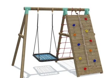 Wild Aussie 120cm Round Nest Swing Set – Premium Wooden Outdoor Playset