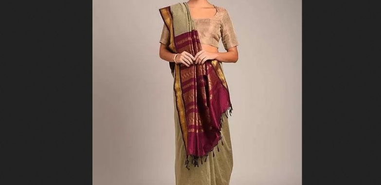 Buy Authentic Brown Handwoven Cotton Saree