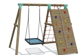 Wild Aussie 120cm Round Nest Swing Set – Premium Wooden Outdoor Playset